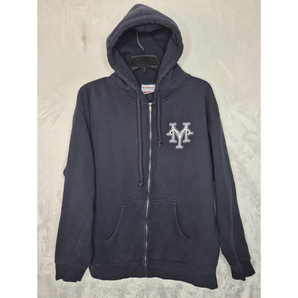 You Matter Full Zip Heavyweight Hoodie Mens XL Navy Blue White Embroidered 27x28